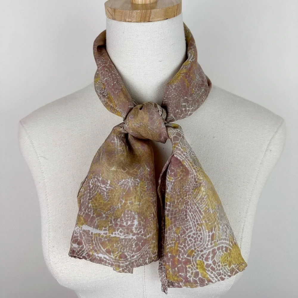 Silk Pink and Yellow Printed Scarf